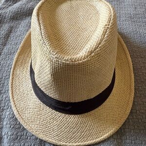 Tan Fedora Hat with Black Band